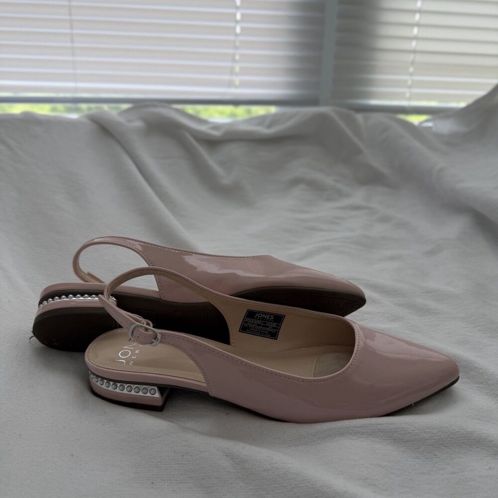 Jones New York Women’s Pink Patent Leather Pointed Toe Slingback Buckle 8M